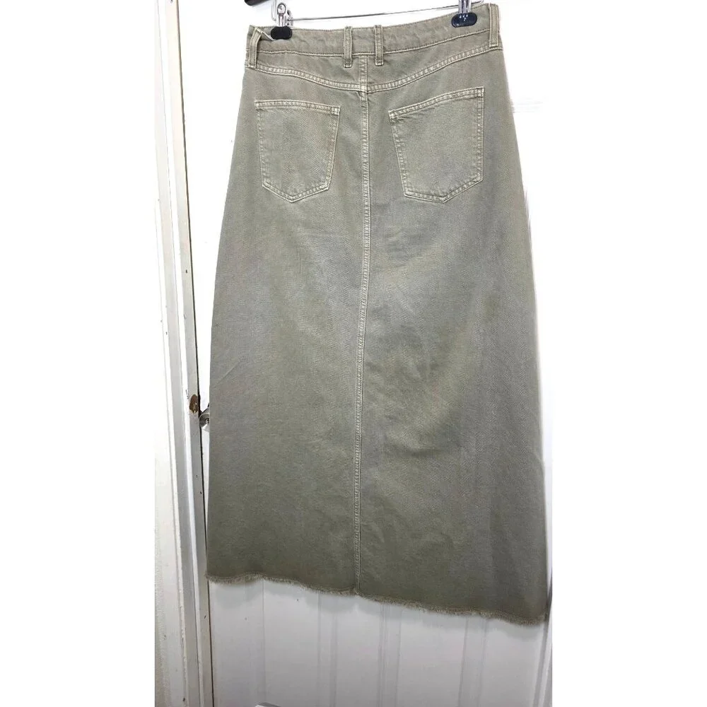 We The‎ Free Women's Denim Maxi Skirt Size 12 festival Sunday Green Raw Hem